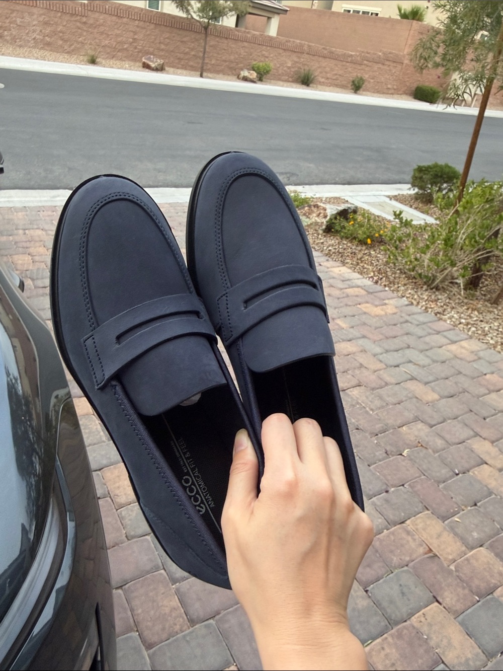 Ecco Navy Leather Penny Loafers